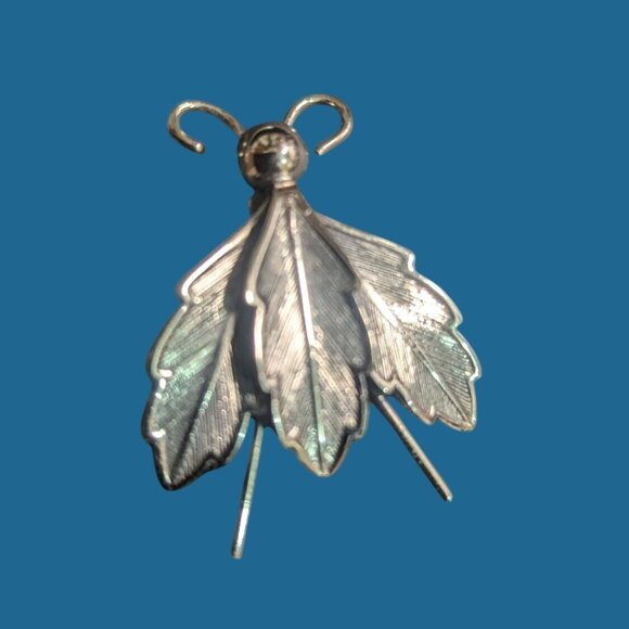 vintage Nickel Silver Insect Bug fly Brooch Pin  2"  Unique Design - Picture 3 of 7